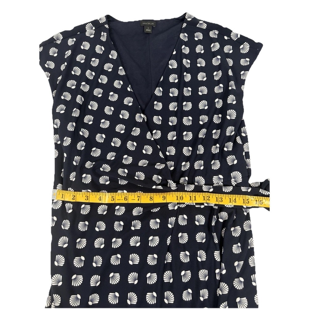 Ann Taylor Wrap Around Dress Sleeveless Stretch Shells Black White Size 8‎ - Picture 5 of 6